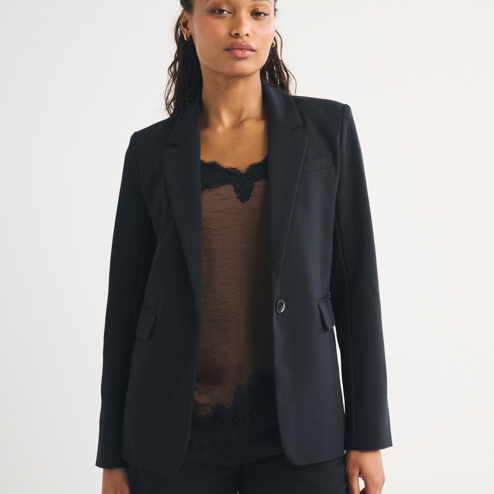 Abercrombie | Black Women's Single-Button Blazer Jacket